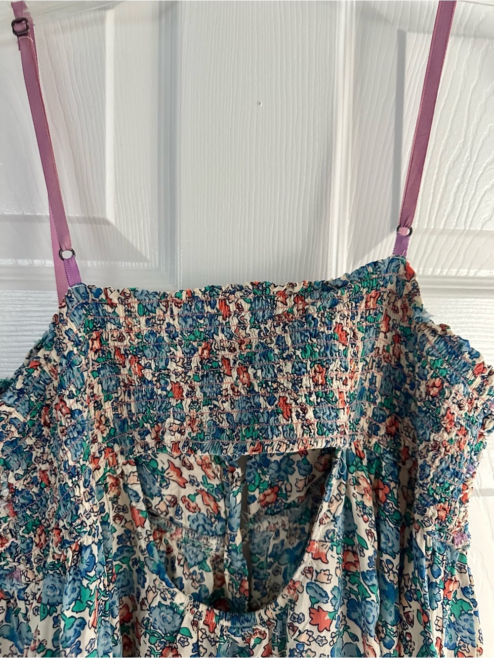 Free People Teal and Pink Floral Midi Dress with Button Front - Picture 10 of 13